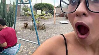 Public Park Thrill with Horny Slut Girlfriend and Stranger