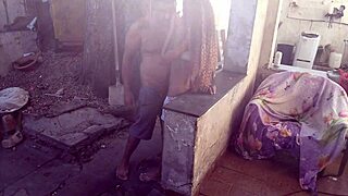 Fucking Skinny Latina in Backyard with Monster Cock Bareback