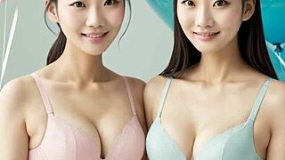 um, sweet asian models tease in sexy lingerie and panties...