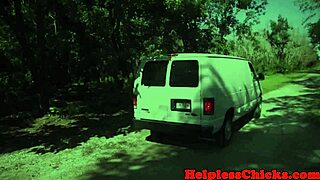 petite teen rides cock hard in van domination