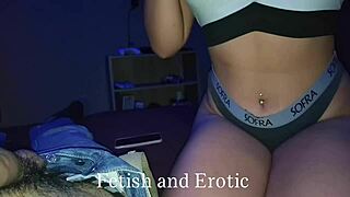Watch her tease and play with sexy belly button piercing excitedly