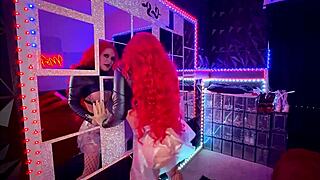 redhead babe with huge tits and ass teases then strips in sexy oiled solo