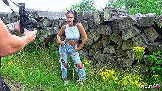 christy ley risks outdoor fuck at model job