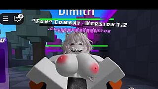 Roblox slut squirts wildly in intense fighting game fuck