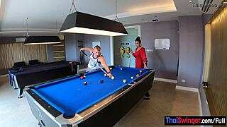 Thai amateur couple pool play turns doggystyle passion