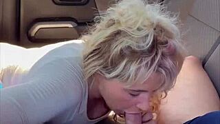 Blonde hooker deepthroats bbbj then bent over bareback with ass cumshot