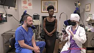 i'm rina, trembling as doctor tampa probes my shaved pussy exam