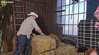 curvy farm girl fucked deep by cowboy in creampie ride