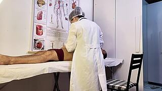 patient can't hold back erection during nurse's sensual uniform exam and foreplay!