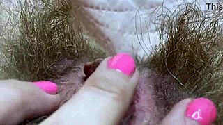 extreme closeup hairy pussy huge clit rubbing to orgasm