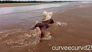 Ebony beach quickie bent over for local cock pounding