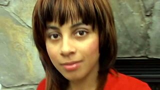 clothed sexy babe kneels for sloppy deepthroat blowjob on throbbing cock