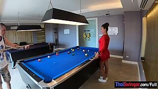 Thai amateur couple pool play turns doggystyle passion