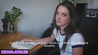 Helping Hot Brunette with Homework Leads to Cumshot