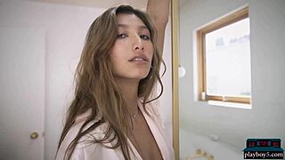 middle eastern babe dominique lobito strips big natural tits softcore