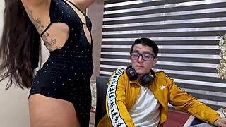 Perfect Latina Stepmom Rides Nerd's Cock to Squirting Orgasm