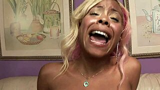 slutty black blonde milf takes monster cock deepthroat anal ride