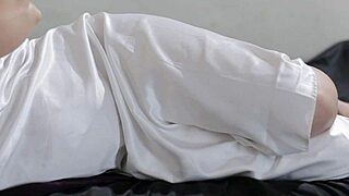 Indo jilbab slut in white satin gown creampied hard