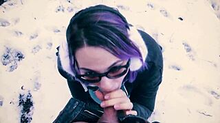 hey babe watch my deepthroat blowjob in snowy public park