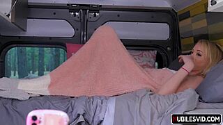 Real hot babe unleashes wild passion in the garage van ride