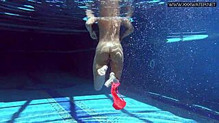 very hot russian babe mary kalisy strips poolside nude