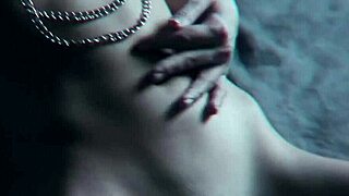 sweaty tanned gym babe grinds vibrating dumbbell to orgasm