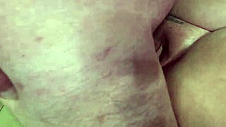 Chubby fishnet beauty takes massive creampie load inside