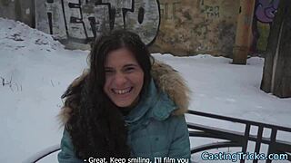 european newbie strips naked on casting, ready to fuck!