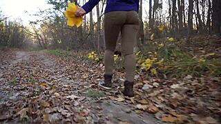 pawg milf struts in tight jeans with visible panty tease