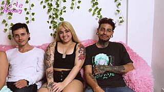 Skinny Latina Slut's Tight Pussy Stuffed In Wild Foursome Orgy!