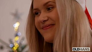 Superb blonde seduces old guy for intense fuck at Oldhans