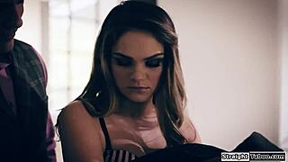 Stripper babe endures deepthroat and hardcore pounding from older man