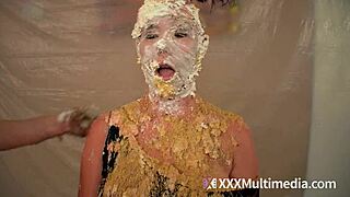 two blondes get messy wet pie faces