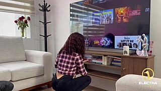 hey petite latina teen slut switches from street candy to naked maid cleaning 😏