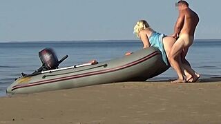 Boatman Pounds Hot Tourist's Big Tits Pussy Outdoors