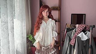 library nerd in stockings teases her petite body 🔥📚