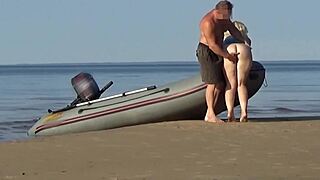 Boatman Pounds Hot Tourist's Big Tits Pussy Outdoors