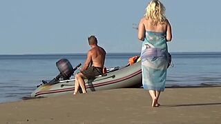 Boatman Pounds Hot Tourist's Big Tits Pussy Outdoors