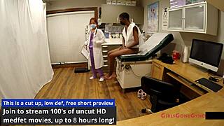 soccer star jewel endures tickling latex gloves during sports physical