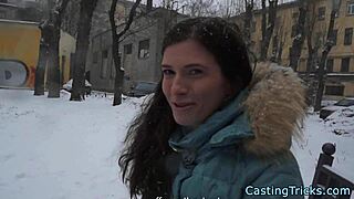 european newbie strips naked on casting, ready to fuck!