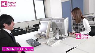 Busty Japanese Milf Dominated in Office Threesome