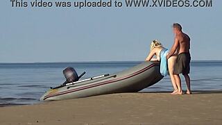 Boatman Pounds Hot Tourist's Big Tits Pussy Outdoors