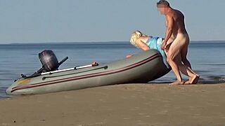 Boatman Pounds Hot Tourist's Big Tits Pussy Outdoors