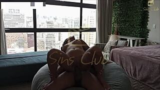 Big Black Cock Destroys Horny Brunette While Cuckold Waits Outside