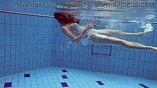 sexy petite russian teen Libuse flaunts small tits at beach pool