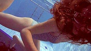 sexy petite russian teen Libuse flaunts small tits at beach pool