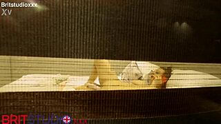 Peep on busty British neighbor slut flashing huge natural tits fingering to orgasm