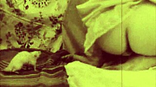 Dark lantern's vintage beauty reveals hairy beaver and natural tits