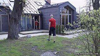 God, gardener, make this nerdy brunette mileva cum hard outdoors now!