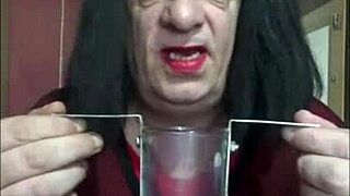 shy bisexual crossdresser stuffs himself full in homemade amateur play